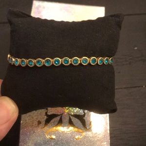Rustic Cuff Gold Bracelet w/ Turquoise Stones